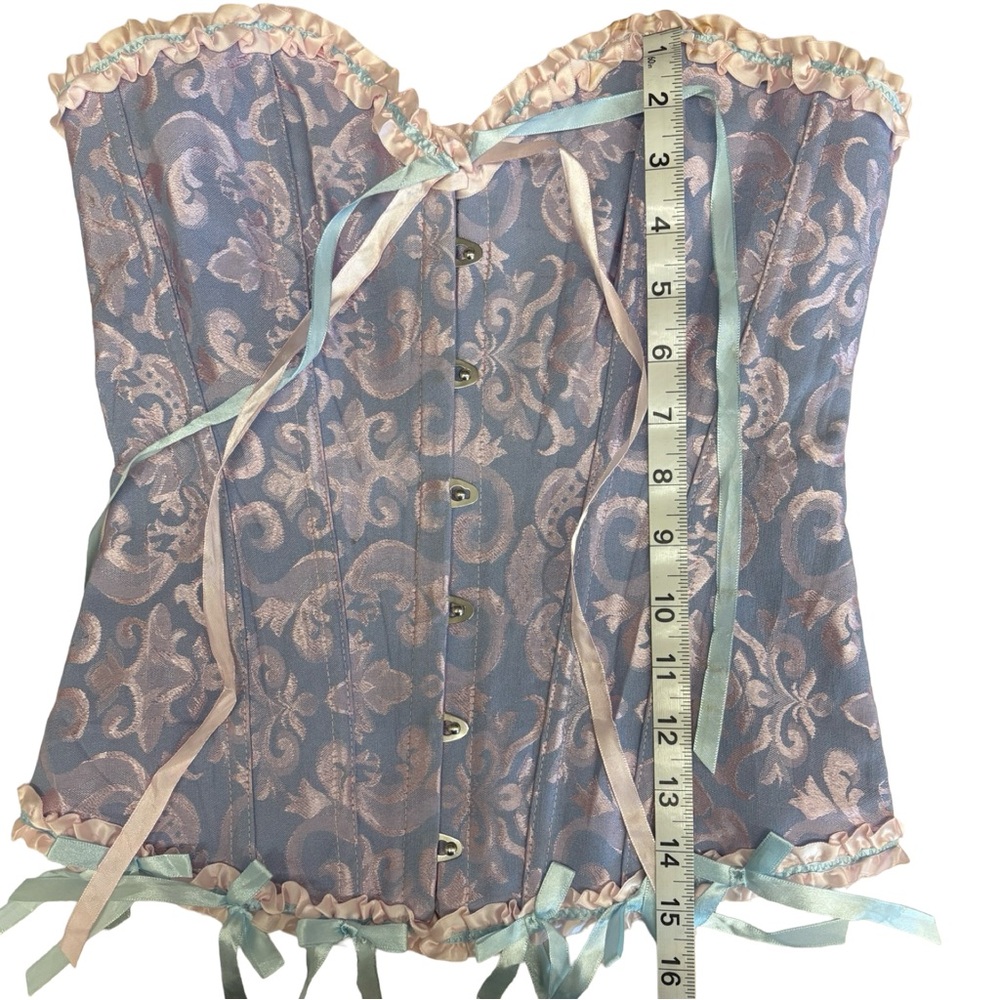 Strapless Lavender Pink Brocade Corset Top - Picture 8 of 9